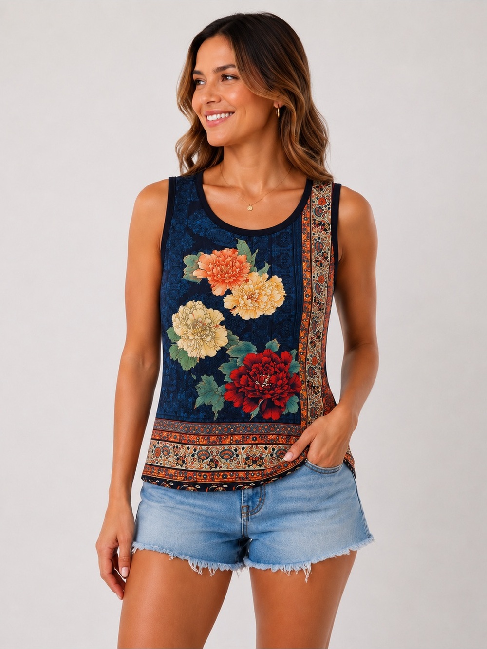 Soft Surroundings floral patchwork tank top